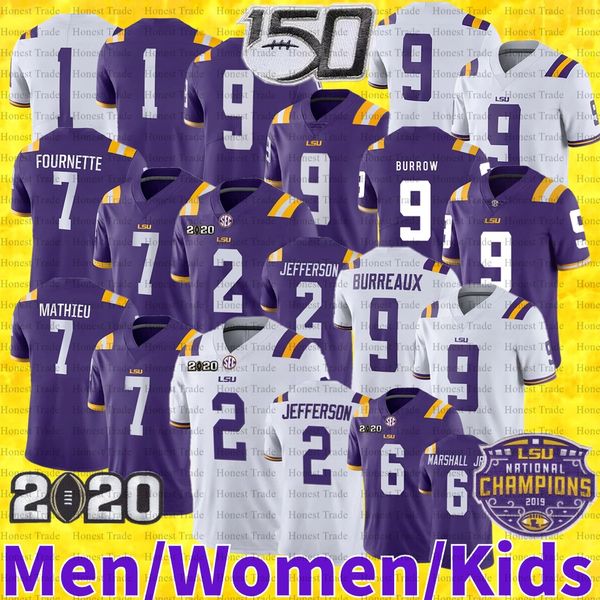 Maillot de football personnalisé LSU Tigers Jayden Daniels Burreaux 9 Joe Burrow Odell Beckham Jr JaMarr Chase Mathieu Justin Jefferson Purple College Football Jerseys