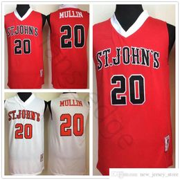 NCAA St. Johns University #20 Chris Mullin College Basketbal Jersey Gestikt Vintage Rood Wit Jerseys Shirts Custom Size XS-6XL Man jeugd kids jongens