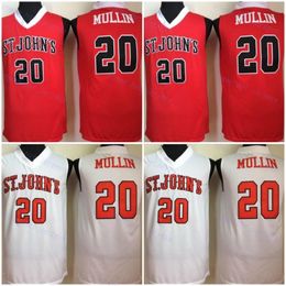 NCAA St. Johns University #20 Chris Mullin College Basketball Jersey Ed Vintage Rood Wit Jerseys Shirts Aangepaste grootte XS-6XL Man Jeugd Kinderen Jongens