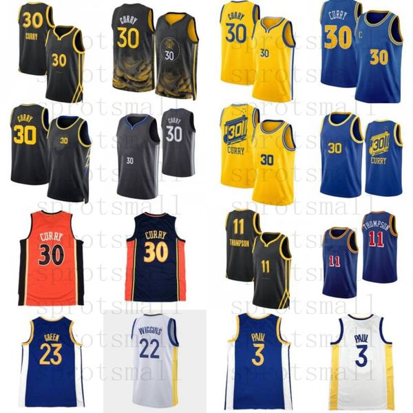 2023/24 # 30 Stephen Curry Chris Paul City Basketball Jersey Hommes 22 Andrew Wiggins 11 Klay Thompson 23 Draymond Green 3 Poole Chemise