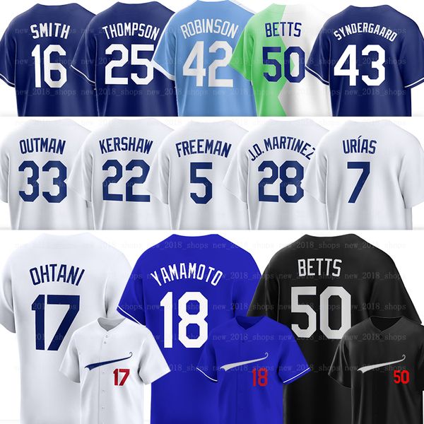 17 Shohei Ohtani Jersey Baseball Yoshinobu Yamamoto Hommes Femmes Jeunes Mookie Betts Clayton Kershaw Freddie Freeman JD Martinez James Outman Enrique Hernandez