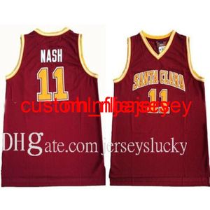 NCAA Steve Nash Santa Clara Bronchos College Basketball Jersey Hommes 11 Cousu Basketballjerseys Chemises