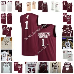 Maillot de basket-ball NCAA cousu Mississippi State Bulldogs 52 Bailey Howell 1 Reggie Perry 11 Quinndary Weatherspoon 23 Arnett Moultrie 32 Jarvis Varnado Maillots