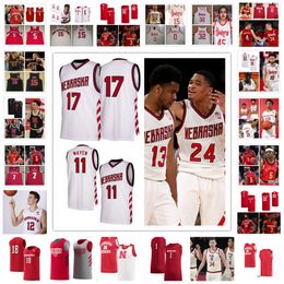 Maillot de basket-ball NCAA cousu Nebraska Cornhuskers 30 Keisei Tominaga 45 Dalano Banton 10 Ko be Webster 35 Eduardo Andre 24 Yvan Ouedraogo 2 Trey McGowens Lat Mayen