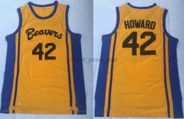 NCAA Teen Wolf Scott Basketball Jerseys College Howard 42 Beacon Beavers Yellow Movie Jersey Shirts S-2XL