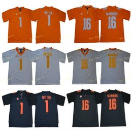 NCAA Tennessee Volunteers 16 Peyton Manning Jersey Hombres Jason Witten 1 College SEC Hombres Cosido Naranja Gris Blanco