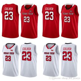 NCAA Texas Tech Basketball 2019 Maillots Jarrett # 23 Cuer College Chemises Noir Rouge Blanc