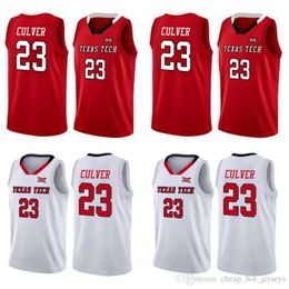 NCAA Texas Tech Basketball Jerseys 2019 Jarrett Culver Jerseys #23 Culver College Shirts Black Red White