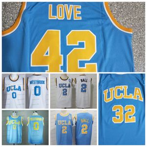 Ncaa Ucla 2 Lonzo Ball Basketball Jersey College 0 Russell Westbrook Love Bleu Blanc Ed Hommes Maillots