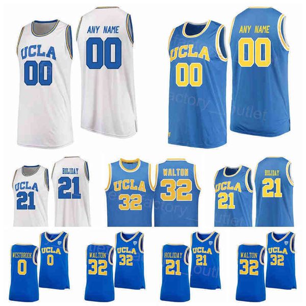 NCAA UCLA Bruins College Jersey Baloncesto Reggie Miller 31 Bill Walton 32 Russell Westbrook 0 Jrue Holiday 21 Color del equipo Azul Blanco Para fanáticos del deporte Alto