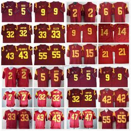 NCAA USC Trojans College Football Maillots 32 O.J Simpson 33 Marcus Allen 42 Ronnie Lott 43 Troy Polamalu 47 Clay Matthews 55 Junior Seau Hig