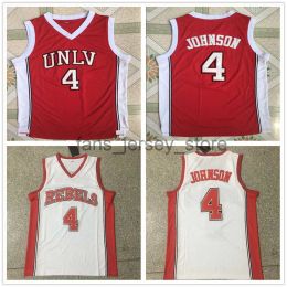 NCAA Vintage basketbalshirts College Universiteit van Nevada Las Vegas Larry 4 Johnson Jersey VN #4 rode Ed Shirts S-2XL