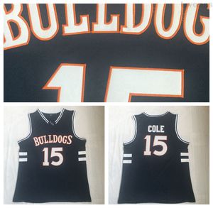 Hombres Jermaine Cole 15 Bulldogs High School Azul marino Basketball Jerseys Vintage STITYED SHIRTS S-XXL