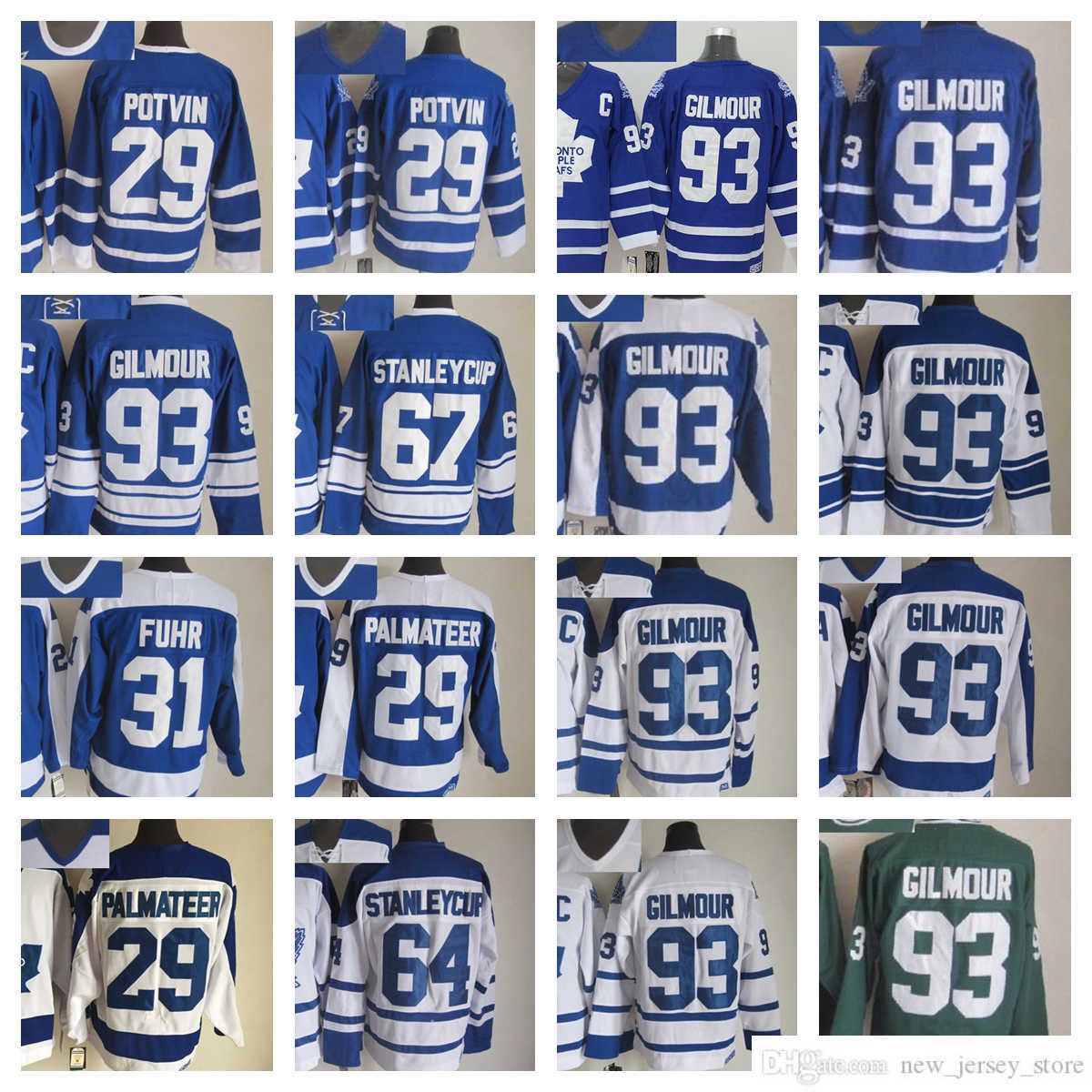 1917-1999 Movie rétro CCM Hockey Jersey broderie 93 Doug Gilmour 64 Stanleycup 29 Felix Potvin 31 Grant Fuhr Vintage Jerseys