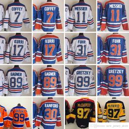 1971-1999 Película Retro CCM Hockey Jersey Bordado 99 Gretzky 97 Connor McDavid 7 Paul Coffey 11 Mark Messier 17 Jari Kurri 30 Bill Ranford 31 Grant Fuhr 89 Sam Gagner