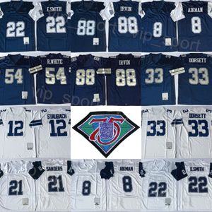 1992 1994 Vintage Football 12 Roger Staubach Maillots 21 Deion Sanders 8 Troy Aikman 22 Emmitt Smith 33 Tony Dorsett 54 Randy White 88 Michael Irvin 1977 1984 Rétro