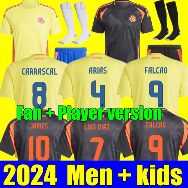 24/25 Colombia James Soccer Jerseys Men Kid Kit Columbia National Team Football Shirt Home Away Set Camisetas 2024 Copa America D.Valoyes Arango C. Chucho Cuadrado