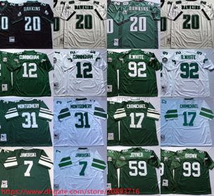 NCAA Throwback 20 Brian Dawkins Maillots de football Rétro Stitch 12 Randall Cunningham 92 Reggie White Jerome Borwn Wilbert Montgomery Harold Carmichael Jaworski