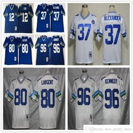 NCAA Throwback 37 Shaun Alexander Maillots de football Rétro Stitch 12 12ème Fan 80 Steve Largent 96 Cortez Kennedy Jersey College Bleu Blanc