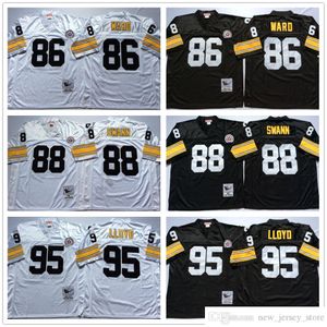 NCAA Throwback 86 Hines Ward camisetas de fútbol Retro Stitch 88 Lynn Swann 95 Greg Lloyd Jersey Negro Blanco