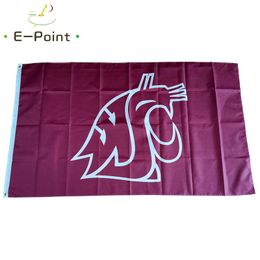 Bandera de los pumas del estado de Washington de la NCAA 3 * 5 pies (90 cm * 150 cm) Bandera de poliéster Decoración de la bandera que vuela la bandera del jardín de su casa Regalos festivos