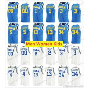 La NCAA porte des maillots de basket-ball universitaire UCLA Bruins 1 Jules Bernard 2 Cody Riley 3 Johnny Juzang 4 Jaime Jaquez Jr.
