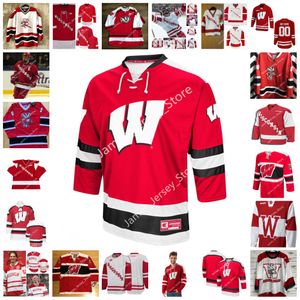 NCAA WISCONSIN BADGERS HOUD HOCKEY JIERSE 28 Shay Donovan 29 Ben Garrity 31 Cameron Rowe 35 Jared Moe 25 Dominick Mersch 26 Luke Lamaster 27 Caden Brown