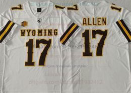 NCAA Wyoming Josh Allen College Football Jersey 17 Brown White Coffee University Mens Stitcehd Jerseys White Brown