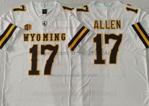 NCAA Wyoming Josh Allen Jersey de football universitaire 17 Brown White Coffee University Mens Stitcehd Jerseys Brown blanc