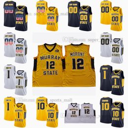 Maillots de basket-ball NCAA XS-6XL Murray State Racers College 10 Tevin Brown 0 KJ Williams 12 Ja Morant 1 DaQuan Smith ACC Patch Maillot cousu personnalisé
