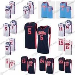 NCAA XS-6XL Ole Miss Rebels College Basketball Jerseys Nysier Brooks Daeshun Ruffin Luis Rodriguez Jaemyn Brakefield Jarkel Joiner Austin Crowley Matthew Murrell