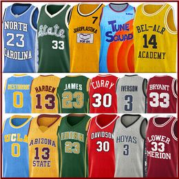 NCCA LeBron Bryant James Kevin Kyrie Durant Irving Harden Westbrook Texas Longhorns Maillot de basket-ball Stephen Michael Curry Allen Trae Iverson College Jersey x2