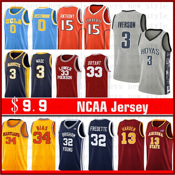 NCCA LeBron Bryant James Kevin Kyrie Durant Irving Harden Jimmer Westbrook Fredette Basketball Jersey Stephen Michael Curry Allen Trae Iverson Young college