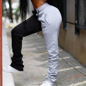 NCLAGEN couleur bloc broderie empilés pantalons de survêtement pour femmes 2020 Patchwork mode Joggers femme pantalon femme Fitness pantalon de survêtement