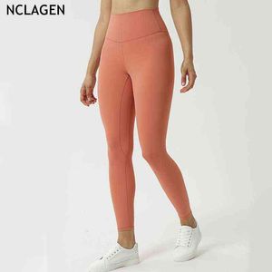 Nclagen naakte yogabroek vrouwen hoge taille heup-lifting lopende fitness strakke oefening negen punten gym sporttraining leggings h1221