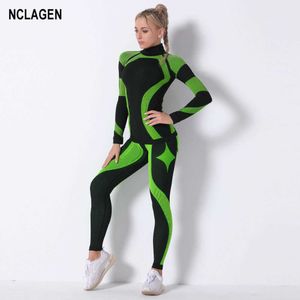 NCLagen Sport Seamlsuit Dames Yoga Set 2 Stuk Fitnleggings en Top Hoge Kwaliteit Sportwear Training Tracksuit Gym Clothes X0629
