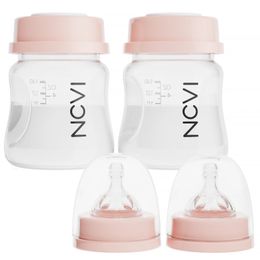 Bouteilles de rangement de lait maternel NCVI Bouteilles de bébé avec mamelons et bouchons de voyage BPA anti-clic 4,7 oz / 140 ml 2 Compte 240326