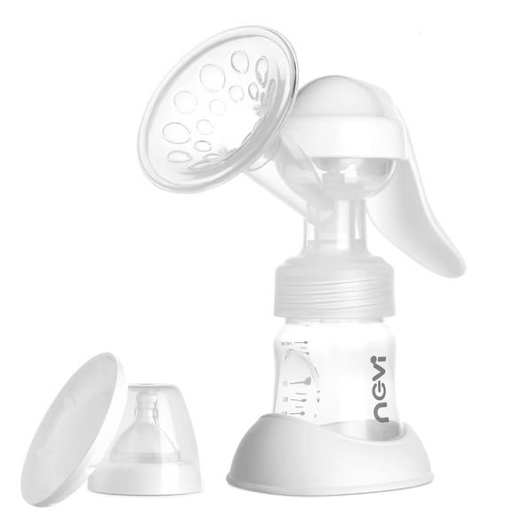 NCVI Tire-lait manuel avec biberon de lait Pompes d'allaitement portables 5 oz Silicone souple de qualité alimentaire sans BPA Aspiration puissante 240109