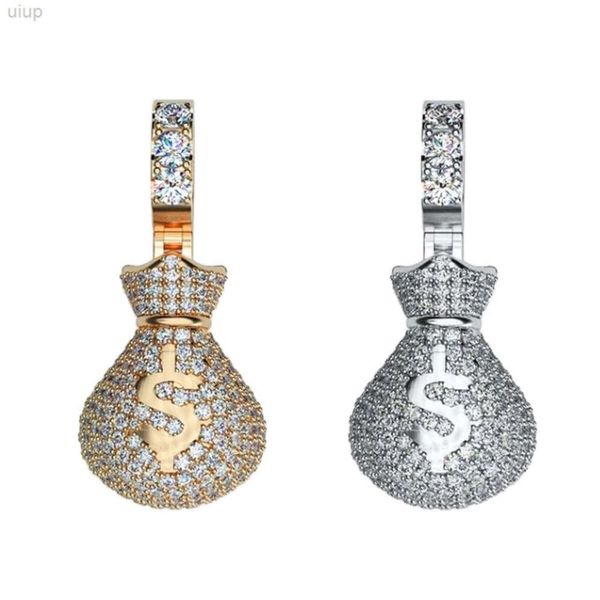 Ne0018 sac d'argent Design Dollar Moissanite diamant pierre précieuse S925 argent pendentif de luxe collier goutte bijoux fins