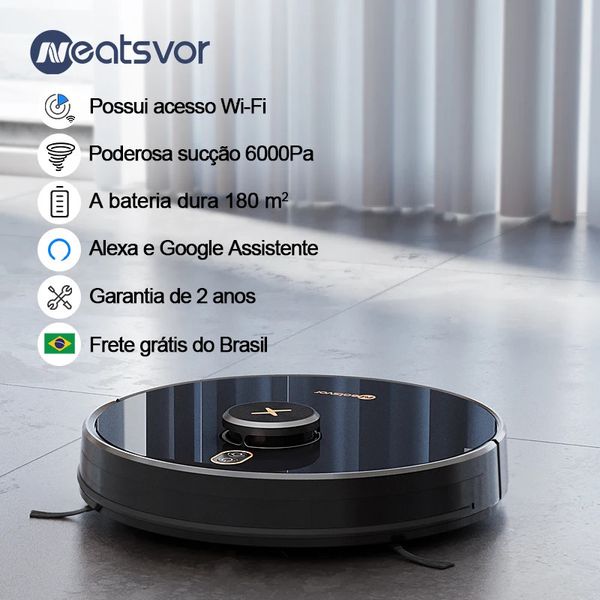 NEATSVOR X600pro 6000pa LDS Navigation Robot aspirateur APP mur virtuel nettoyage de point d'arrêt dessiner zone de nettoyage lavage par vadrouille 240112