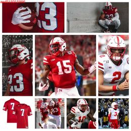 Maillot de football Nebraska Cornhuskers 94 Riley Van Poppel 71 Jacob Hood 14 Rahmir Johnson 28 Demitrius Bell 41 Nation 59 Henry Lutovsky