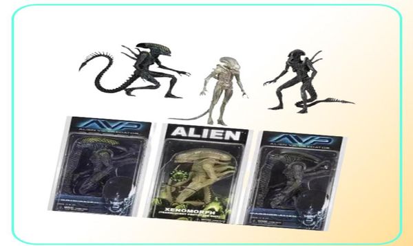 Neca Aliens Vs Predator Avp série grille Alien Xenomorph translucide Prototype costume guerrier Alien figurine modèle jouet 18 cm Y2009891892