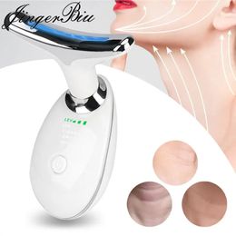 Dispositif de beauté de levage de visage anti-rides du cou LED thérapie Pon soins de la peau EMS serrer le masseur réduire le double menton WrinkleRemoval 240111