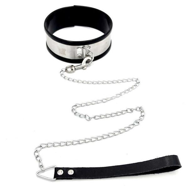 Collier de chien esclave en acier inoxydable avec chaîne en métal, jeux pour adultes, harnais de retenue BDSM, jouets sexy pour couples2227