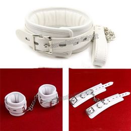 Bondage Neck Collar Leash Set Paar Foreplay Beperking Kit Handcuffs Pols Enkle Cuffs # R87