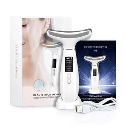 Nekgezicht tillen Massager Anti Wrinkle Double Chin Remover 4 LED -therapie EMS Skin Draai Ice Compress Beauty Device 240425