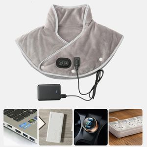 Nekverwarmingskussen Wrap Verwarmde schoudermassager USB Elektrisch Cervicaal Pijnverlichting Rugbrace Tool Opwarming Voor Kantoor Thuis 240202