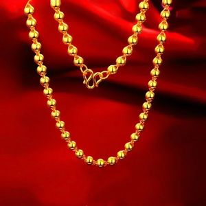 Bijoux de cou High Quality Real Gold Bead Collier 999 Chaîne de balle solide 24K Boss Au750 FORTUNEMAGE POUR HOMMES ET FEMMES 240422