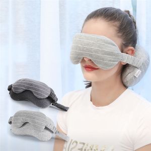 Neck Pillow and Eye Mask Draagbare Reizen Hoofd Hals Kussen Vliegtuig Vlucht Slaap Rest Blackout Mask Office Nap Pillow