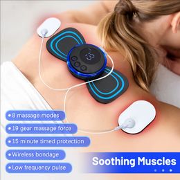 Massageur rechargeable de cou Massage électrique Massage du cou EMS Patch de massage des vertèbres cervicales pour soulagement de la douleur musculaire, support dropshipping